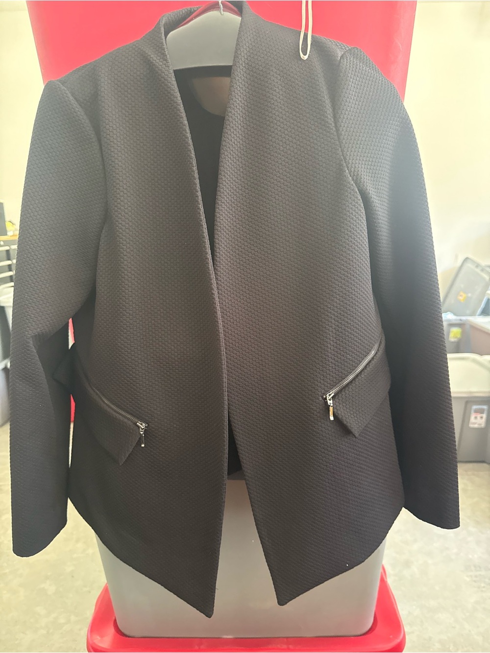 Alfani Black Open-Front Textured Blazer m50